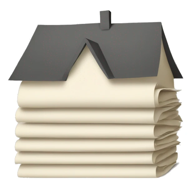 a stack of paper with a visible home symbol on it sticker