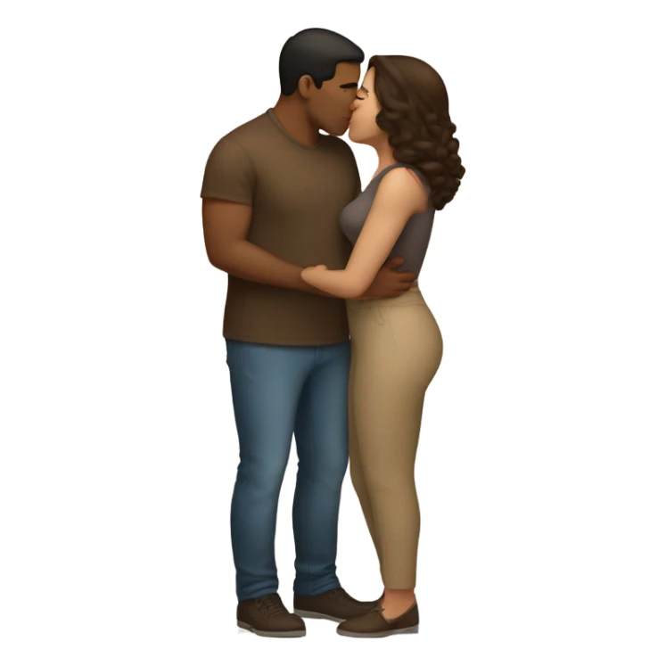 Thick brunette woman kissing lightbrown man  sticker