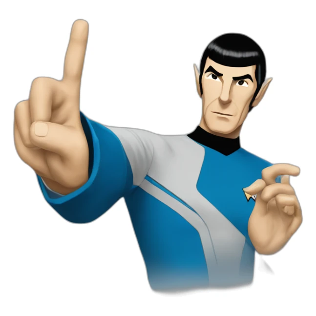 Spock making the Vulcan salute in Starfleet blue uniform (Star Trek) sticker