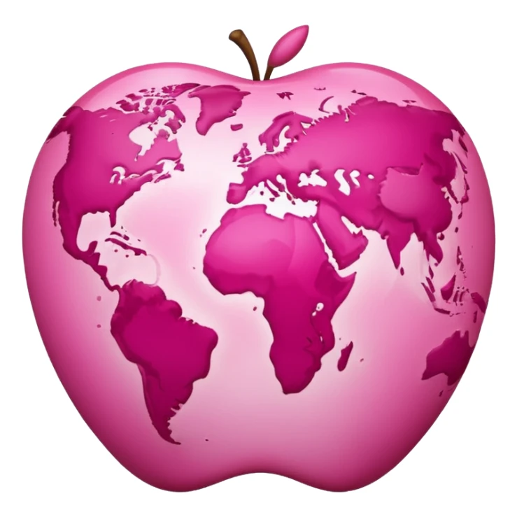 hot pink and light pink planet earth, apple emoji style sticker