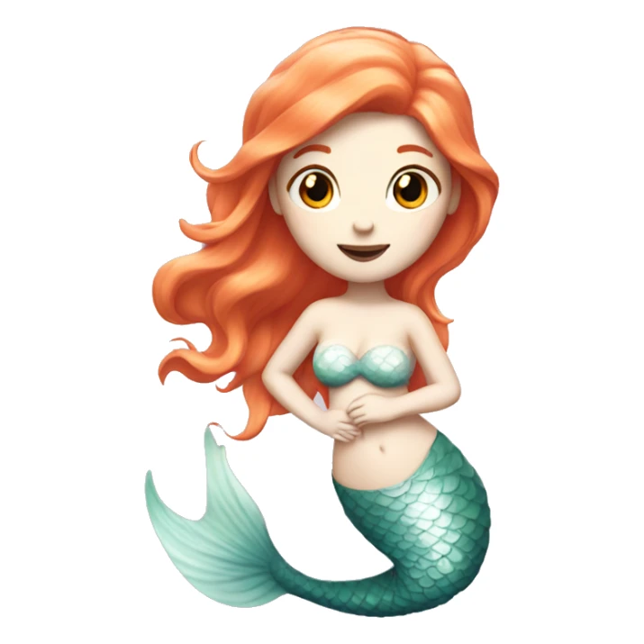 Pale white Mermaid with orange hair and pink tail sticker