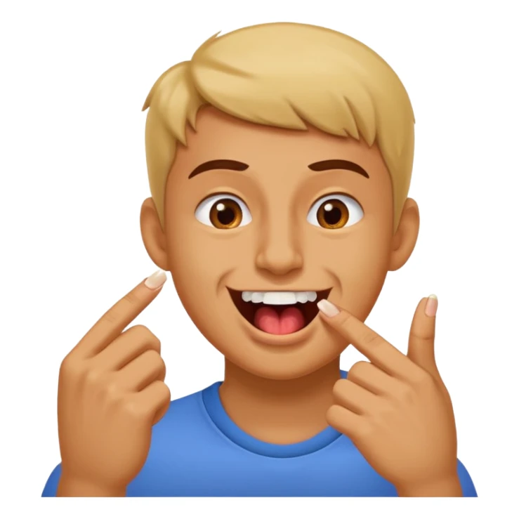 Emoji gêne et content qui mort un seule ongle Et on voit ses dents  sticker