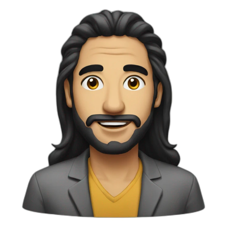 Arabic standup comedian with micro long black hair  sticker