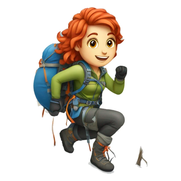 Female winter mountain climber red hair climbing with Greek flag Easter eggs sticker