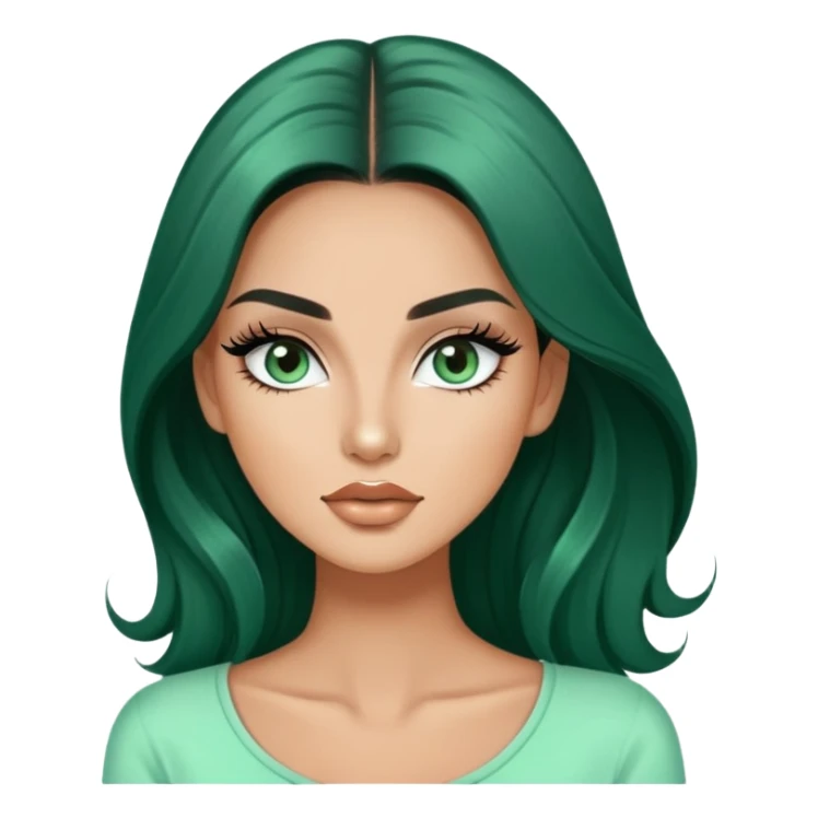 glamorous white fashion model wearing mint green top, with dramatic long eyelashes sticker