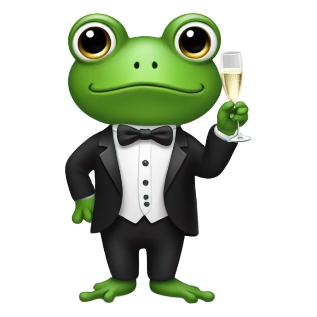 Birthday Frog wearing a tuxedo and drinking champagne  sticker