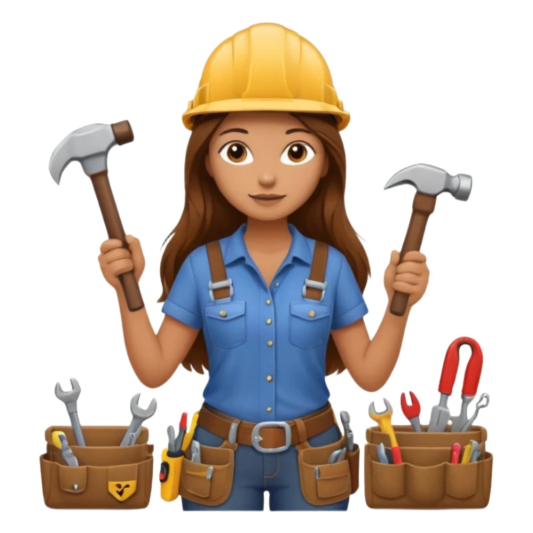 beautiful girl with long brown hair constructing new bedroom sticker