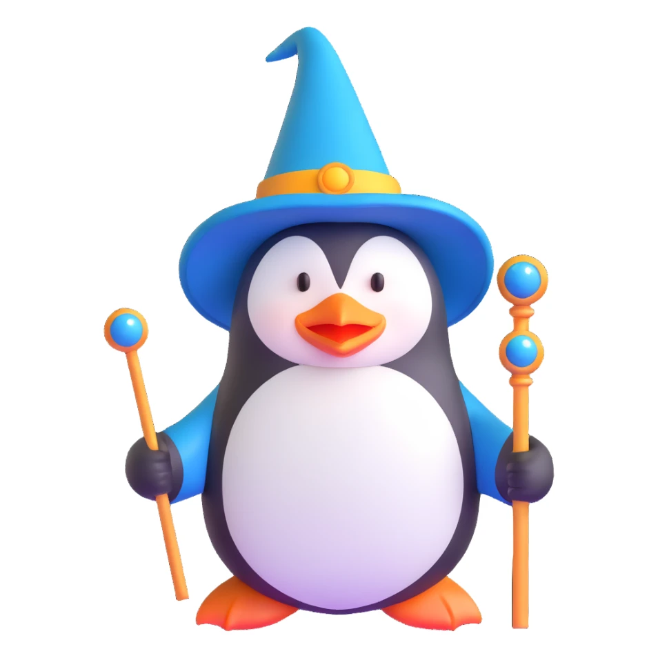 penguin wizard sticker