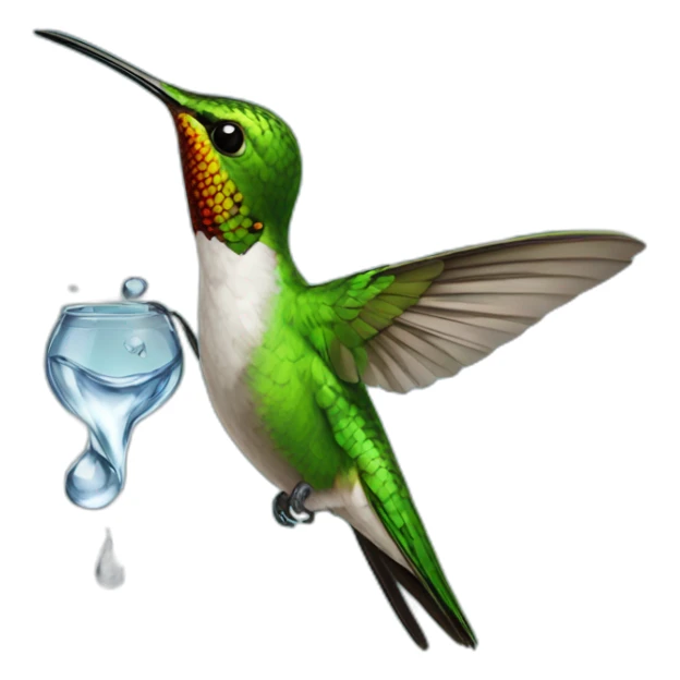 hummingbird taking a drop of water sticker