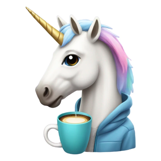 Unicorn with hoodie and coffee sticker