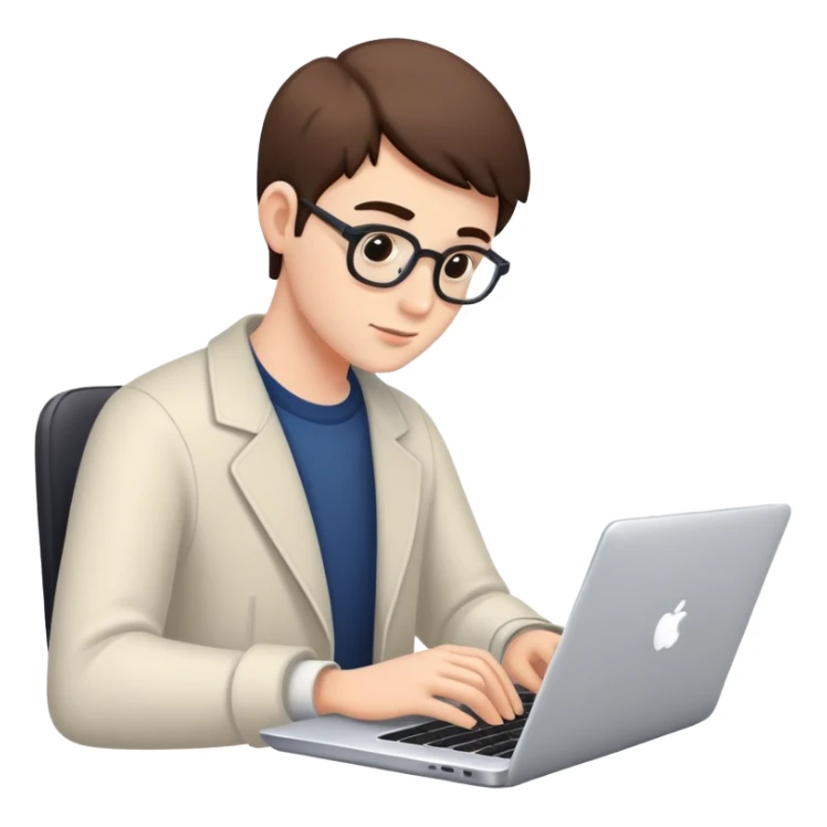 Person typing on laptop writing an essay sticker