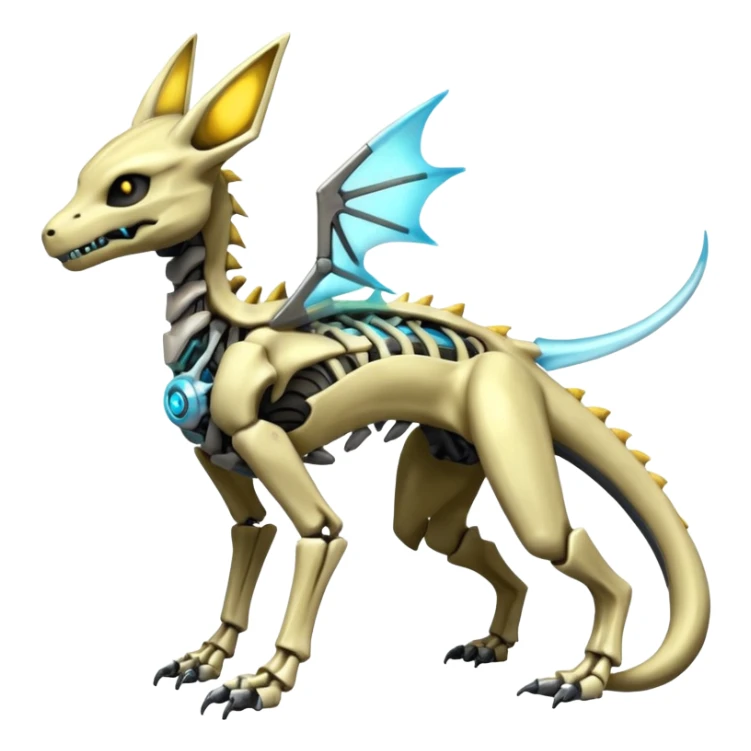 futuristic Skeleton-Cyborg-Manectric-Electrike-Salandit-Cubone-Umbreon-Marowak-Draco-Fakémon-hybrid-creature (full body), 4 legs sticker