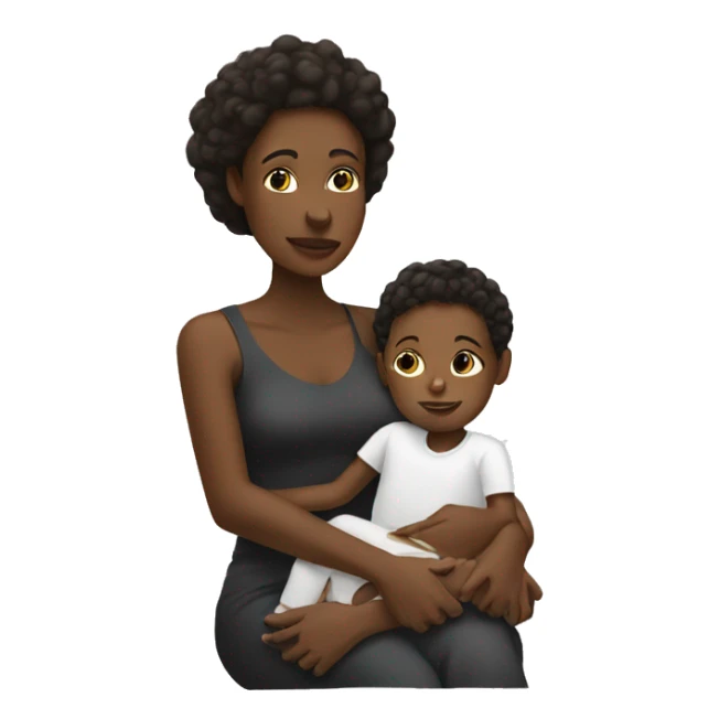 black mother with white child on her lap sticker