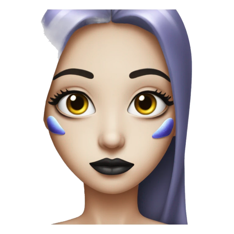 Alien with mascara and lipliner and lip gloss on face sticker