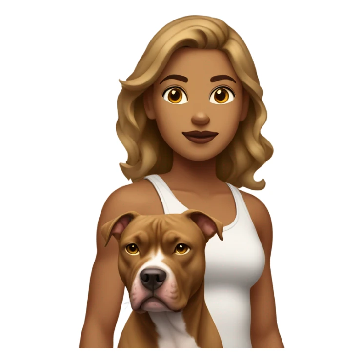 Muscular Cuban girl with a light brown pitbull sticker