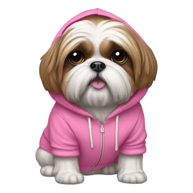 shitzu with pink hoodie sticker
