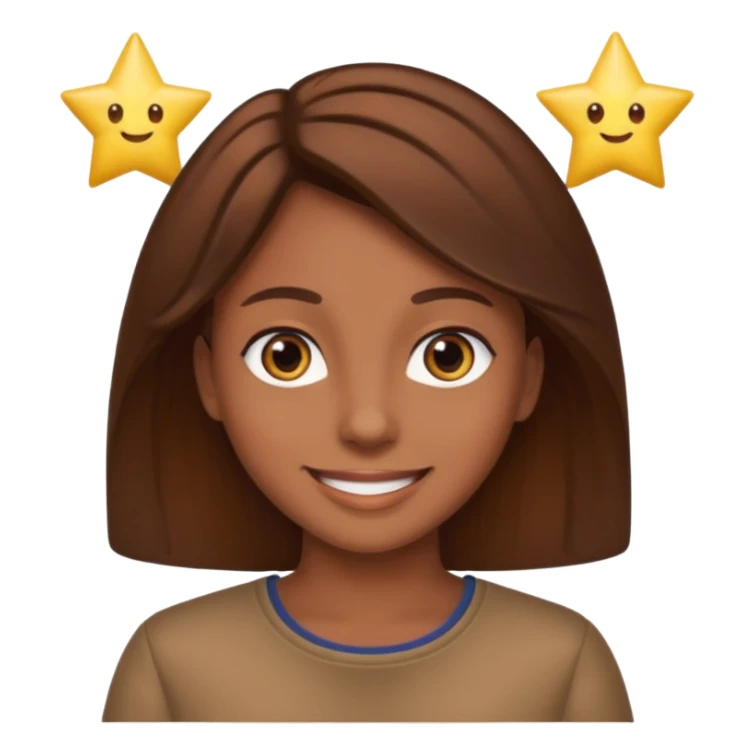 Color de piel moreno ojos de estrella riéndose y pelo café  sticker