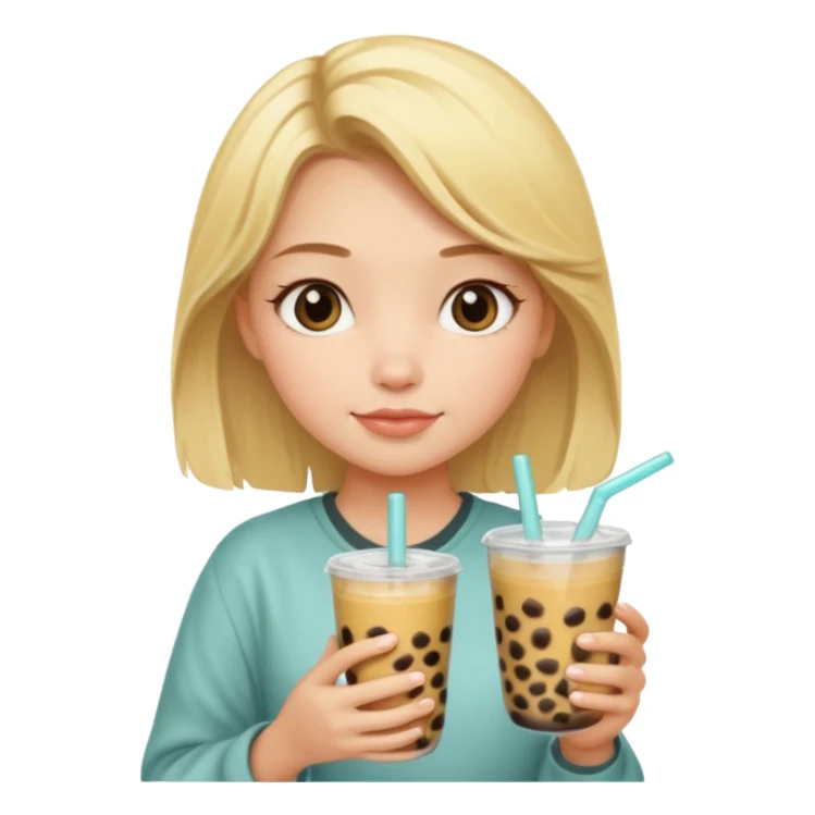 Blonde girl with boba sticker