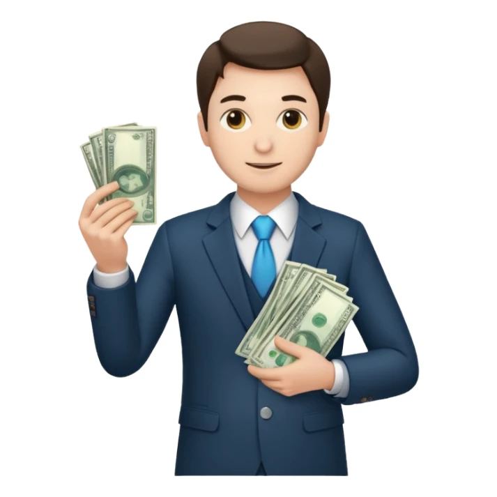 CEO with money in his hands donating to hospital sticker