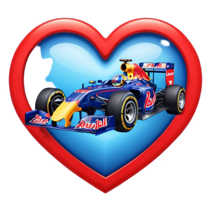 adentro de un corazon quiero un carro de Formula 1 estilo RedBull, quiero que el monoplaza este dentro de un corazon sticker