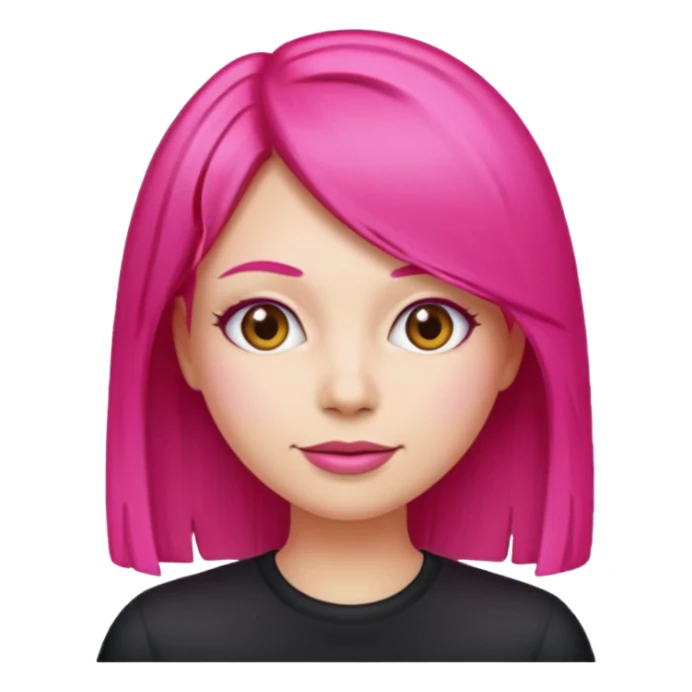 Emoji woman with hot pink straight hair sticker