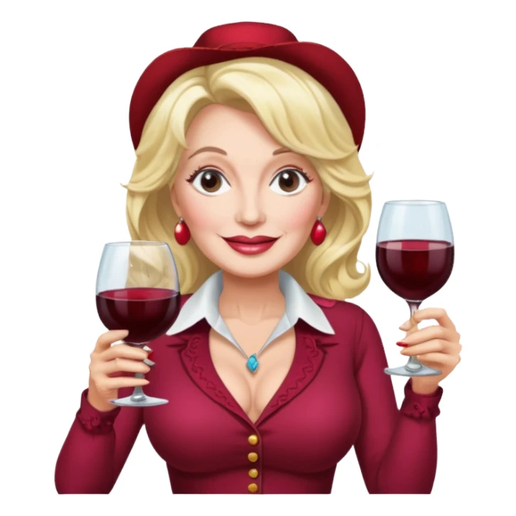 Dolly Parton with a huge glass of wine sticker