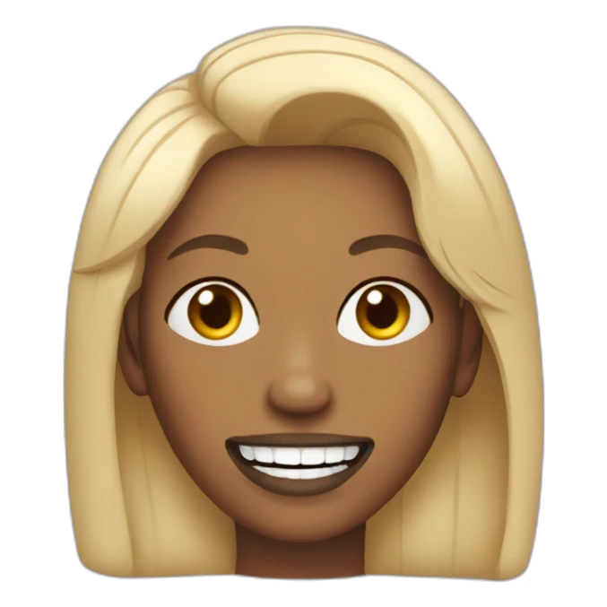 trans woman with big teeth, smirking sticker