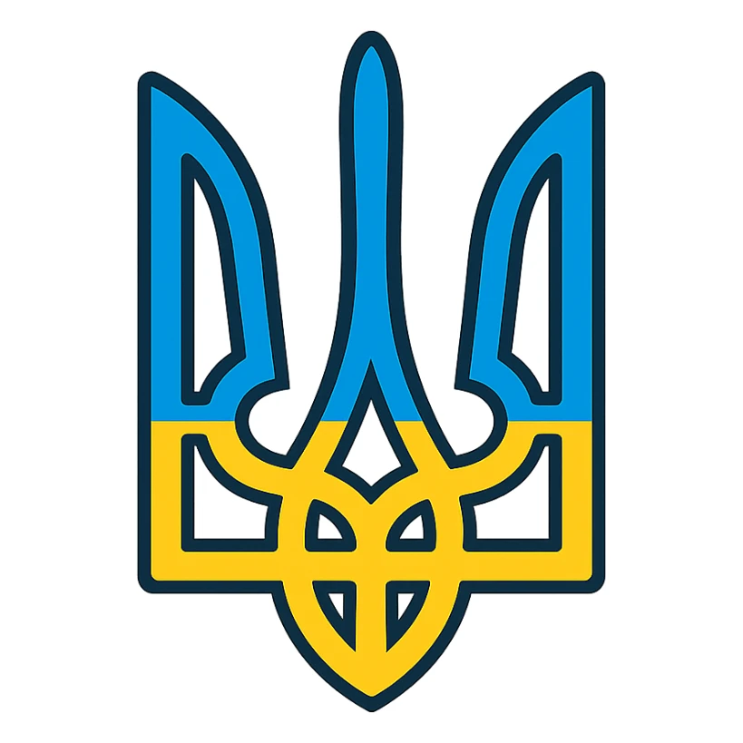 Ukraine national symbol, blue and yellow colors, iconic representation, simple and clear design sticker
