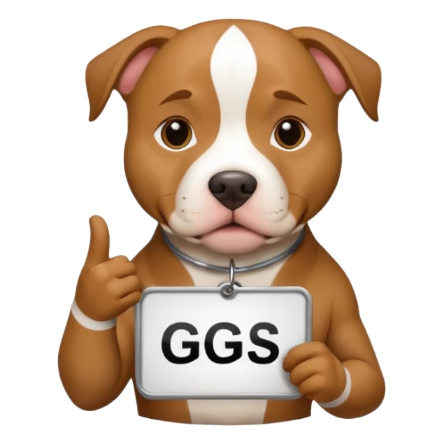 pitbull dog holding a GG's sign sticker