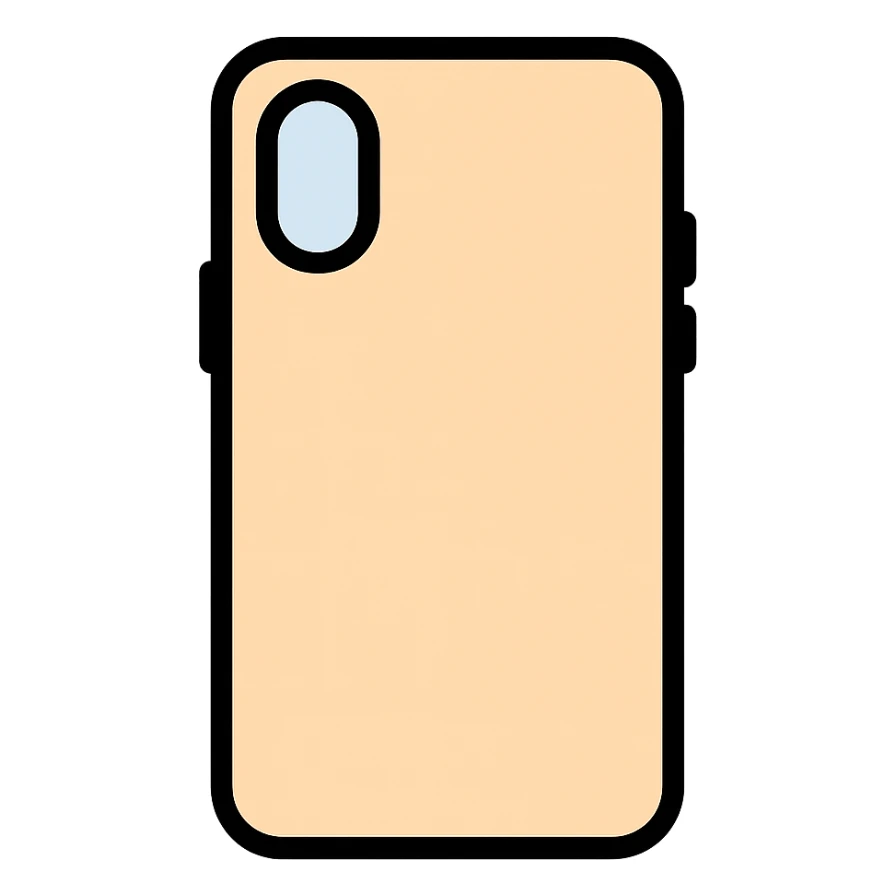 colored icon of an iPhone mobile cover, beige theme, simple and modern sticker