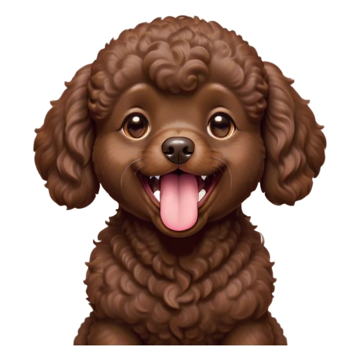 Cinematic Cute Yawning Chocolate Poodle Portrait Emoji, Head tilted slightly with a dramatic, wide-open yawn, displaying a soft, curly chocolate Fur with a refined texture, floppy ears slightly drooping, round brown eyes barely open in drowsy contentment, Simplified yet irresistibly adorable features, highly detailed, glowing with a soft, cozy glow, high shine, relaxed yet expressive, stylized with a touch of whimsy, bright and endearing, soft glowing outline, capturing the essence of a sleepy yet affectionate companion, so drowsy it feels like it could stretch right out of the screen and curl up for a nap! sticker