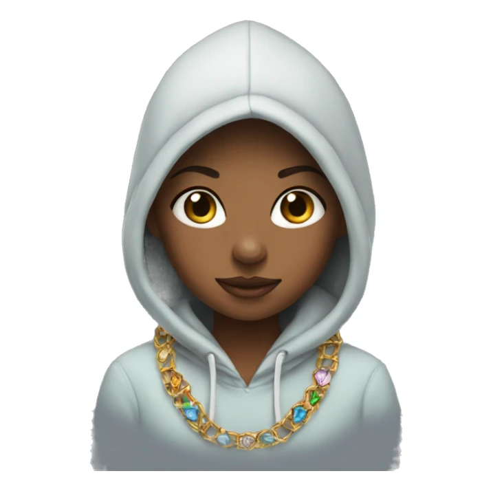 girl in hoodie with jewelry sticker