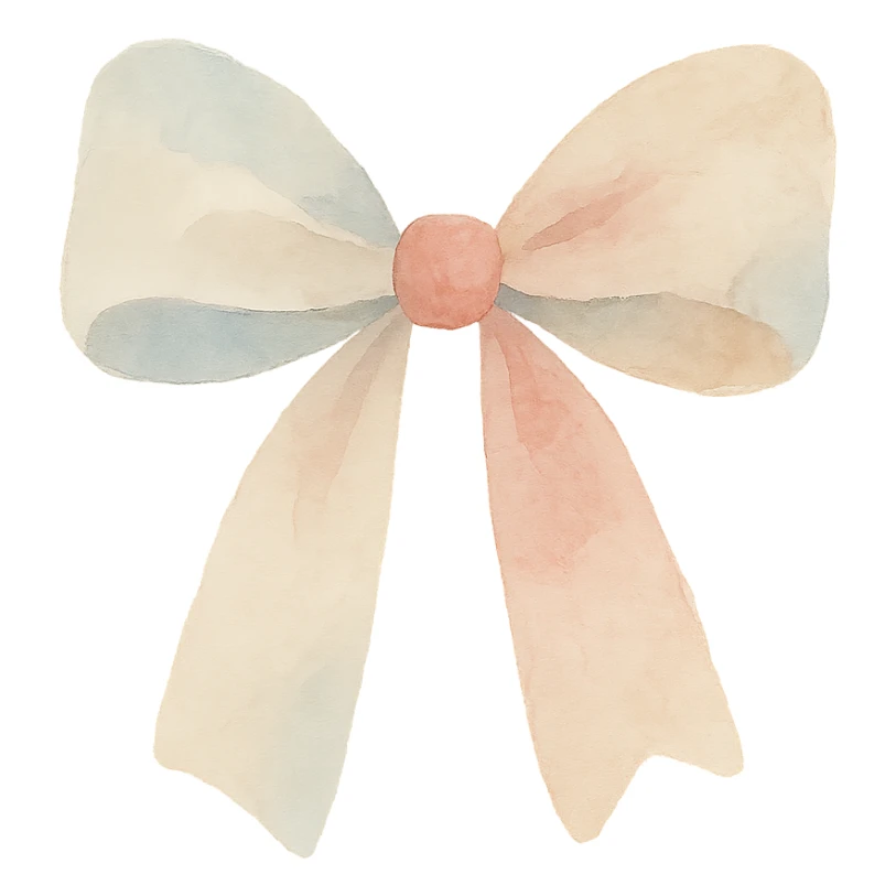 fluffy bow, soft edges, gentle colors sticker