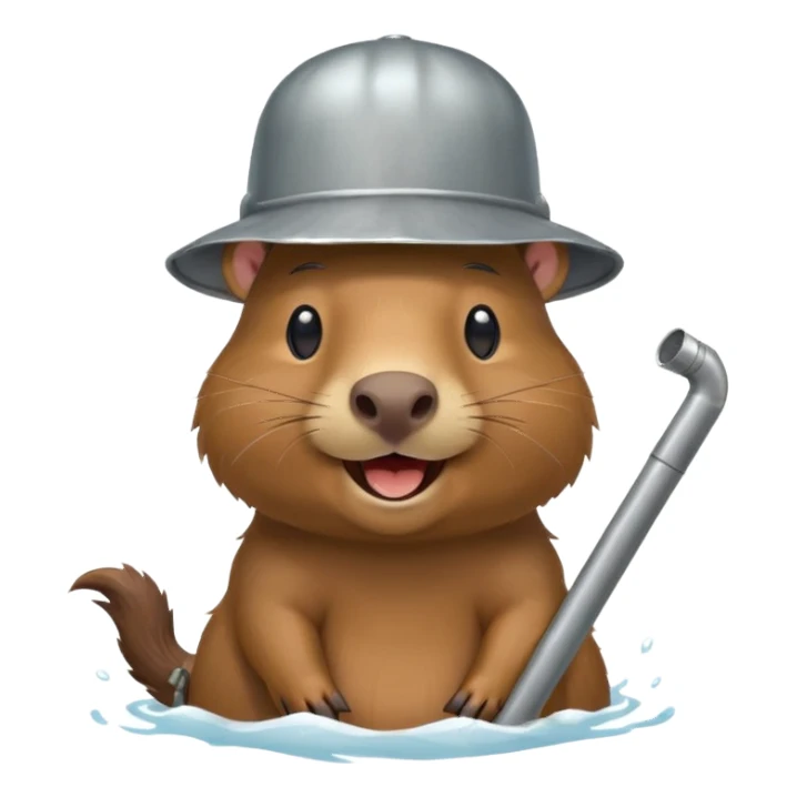 laughing capybara with a stainless steel tube hat sticker