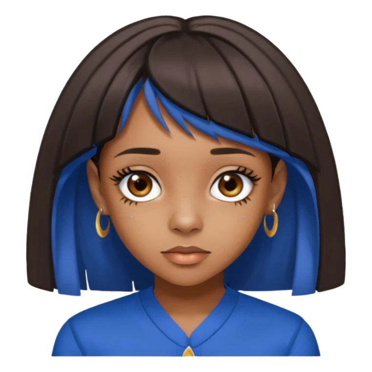 Lisa Left Eye Lopes with dark brown long hair, brown eyes, blue outfit sticker