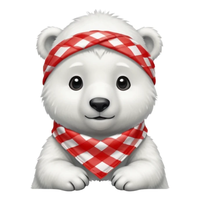 baby polar bear wearing a red and white checkered Neckerchief sticker