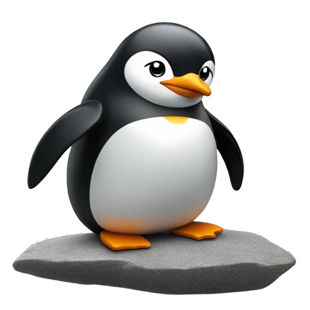 penguin on a rock wings spread out head facing up sticker