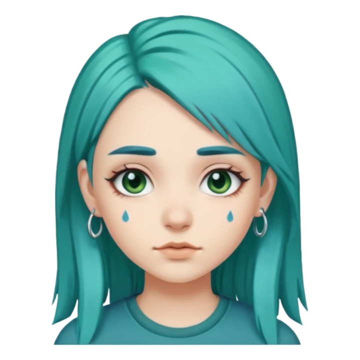Girl with blueish green hair and eyebrow piercing  sticker