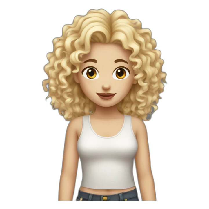 Blondie curly girl with cow sticker