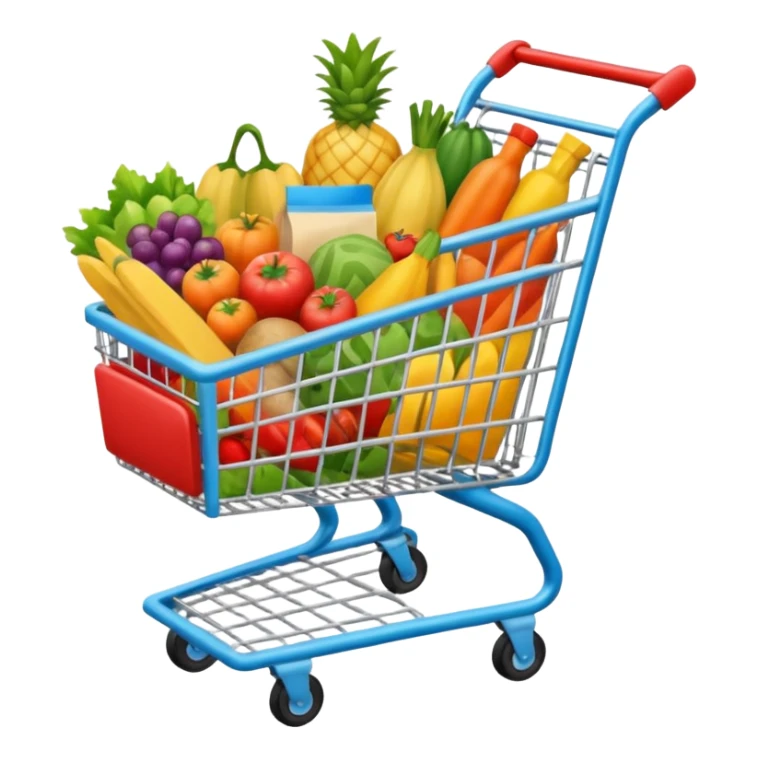 shopping cart full groceries sticker