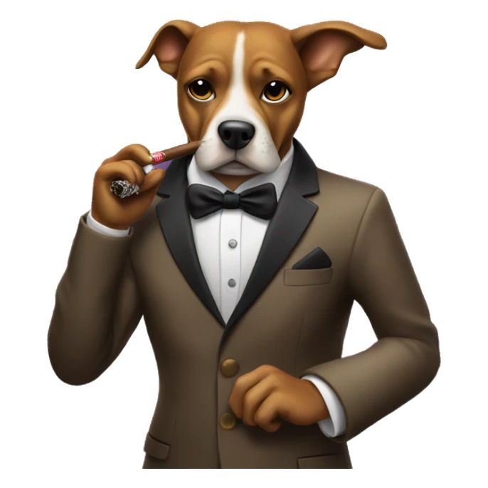 Dog wearing a blazer smoking a cigar at a nightclub sticker