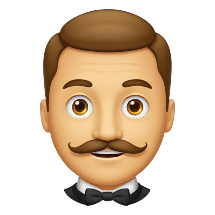 Happy yellow circular face of a posh male with a mustache sticker