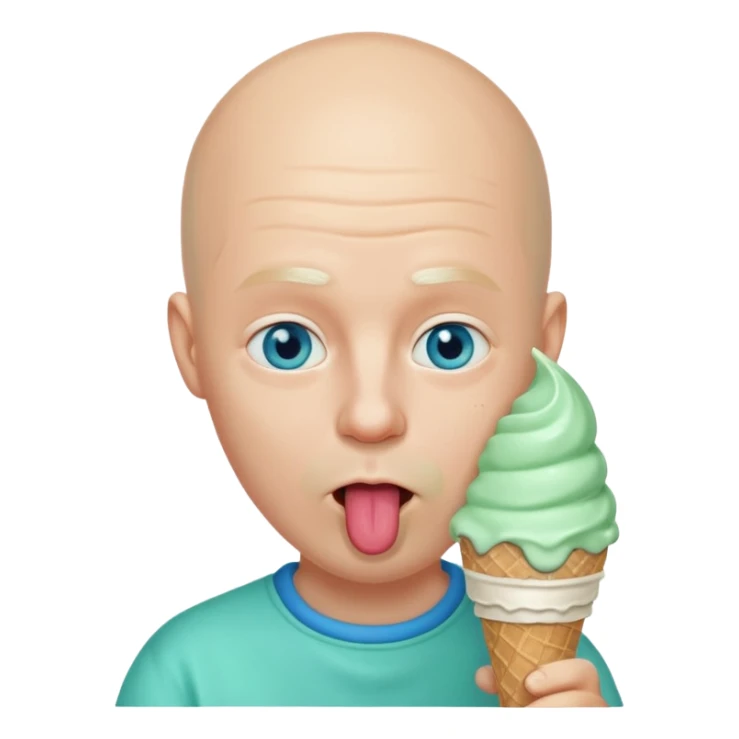 Bald man with blue eyes Licking a mint ice cream cone sticker