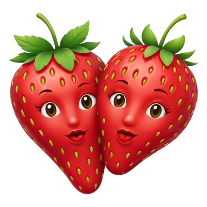 one strawberry 🍓 and red kiss 💋 fashioned stylish little emoji for “slay” reaction. no face sticker
