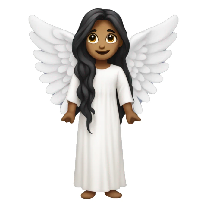 An angel with long black hair sticker