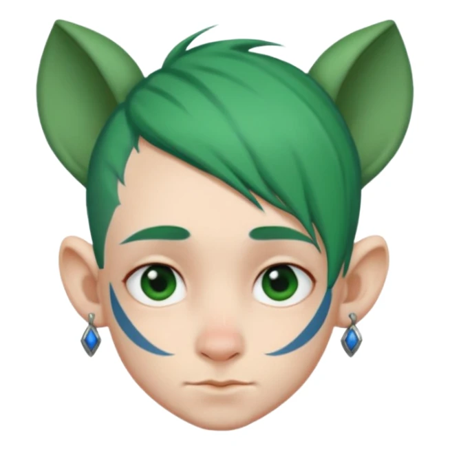 green haired heavy blue tattooed big head accessory big nose mid size ear young sticker