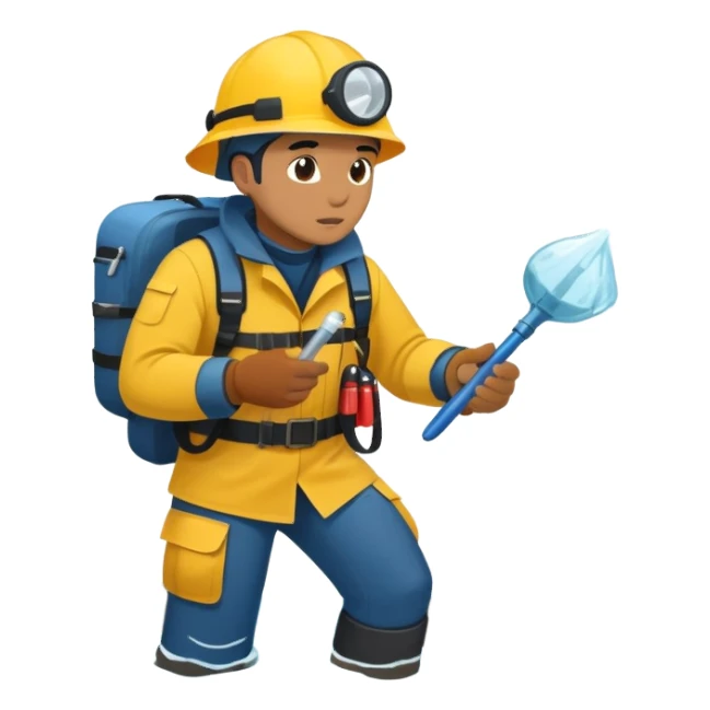 Marine geologists in rain gear collecting rock samples from ocean floor during stormy seas sticker