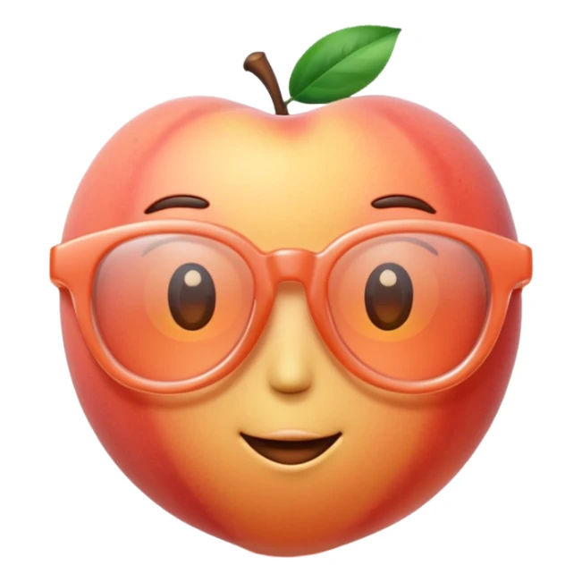 A 3D cartoon transparent peach-coral Glasses with subtle shine and curved frame edges. sticker