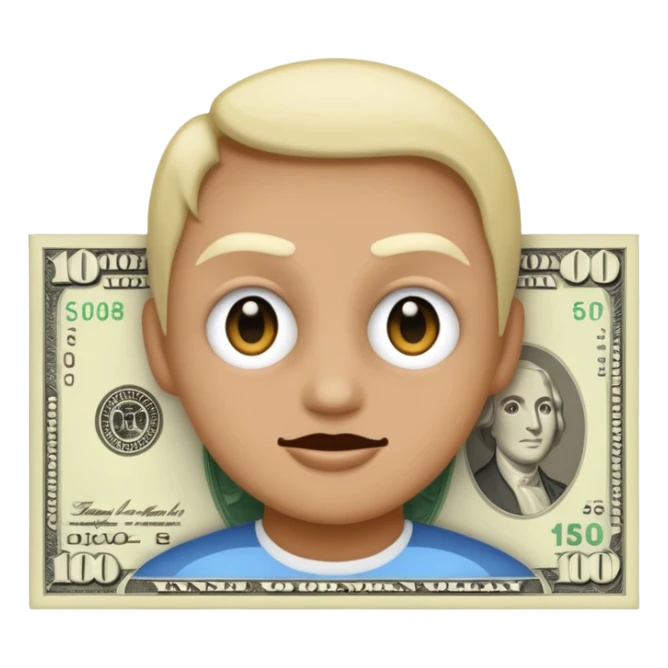 make an image of this emoji 🤑 on the face of a hundred-dollar bill sticker