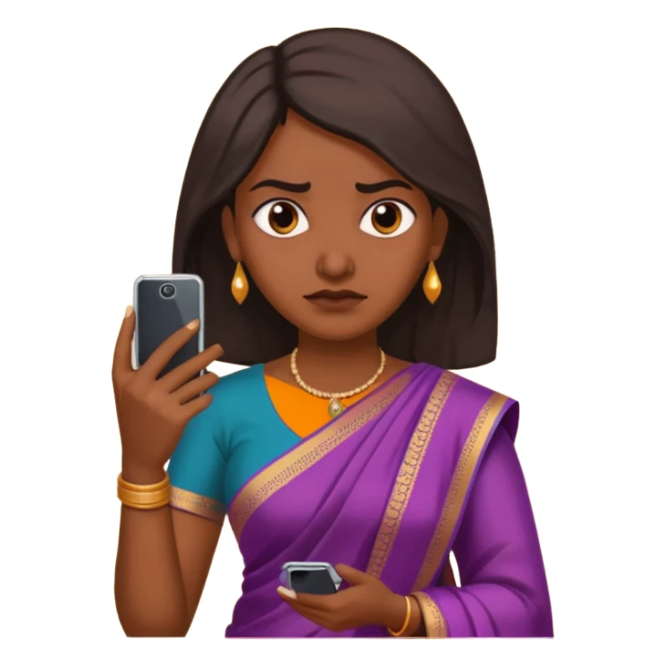 generate an indian female teacher calling on mobile. looking mad. Dressed in a saree sticker